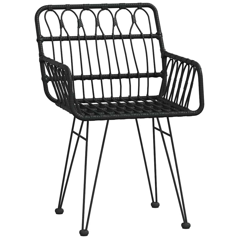 Afuera Living Poly Rattan/Tempered Glass Garden Dining Set in Black