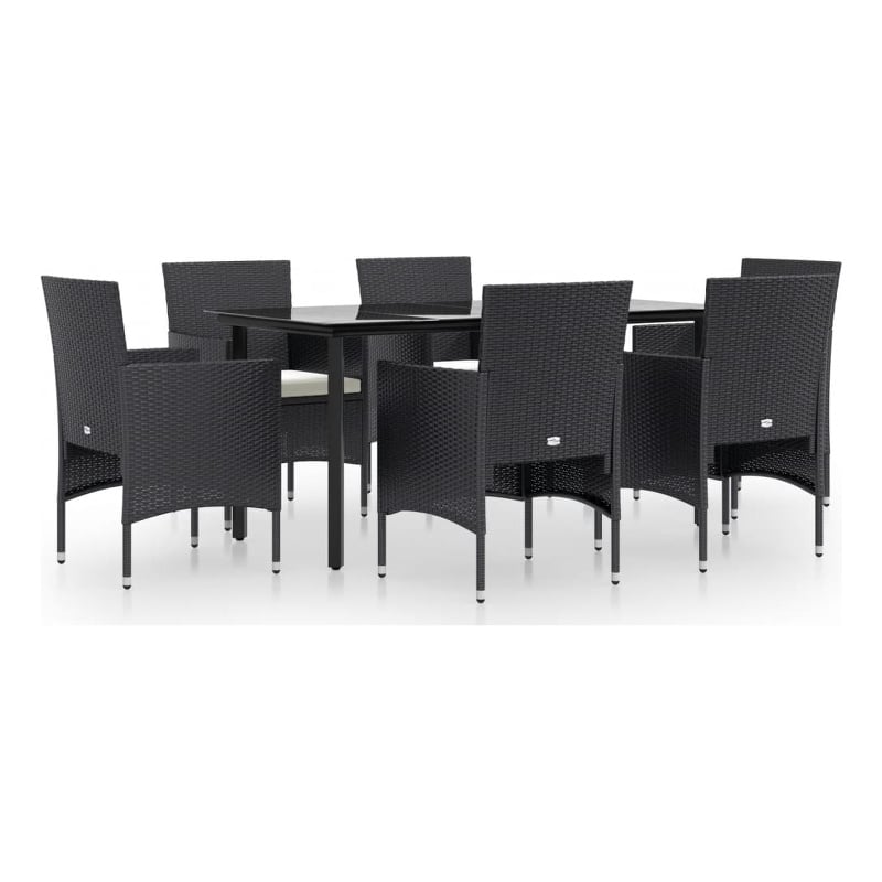 Afuera Living Contemporary Garden Dining Set in Black/Cream White