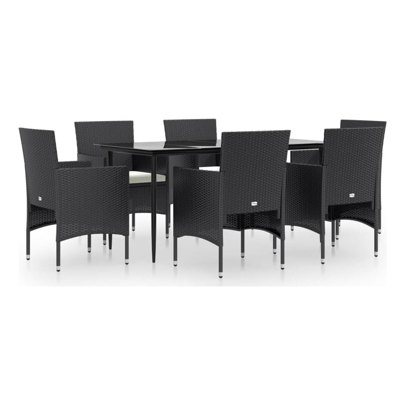 Afuera Living Contemporary Garden Dining Set in Black/Cream White