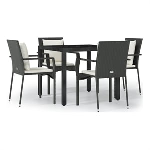 Afuera Living Contemporary Garden Dining Set in Black/Cream White