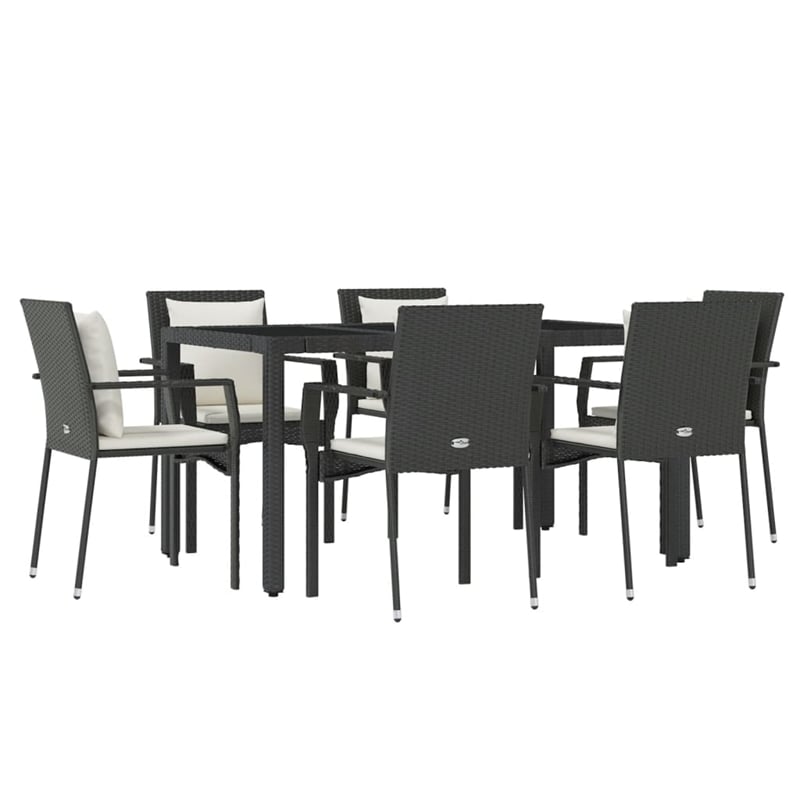 Afuera Living Contemporary Garden Dining Set in Black/Cream White