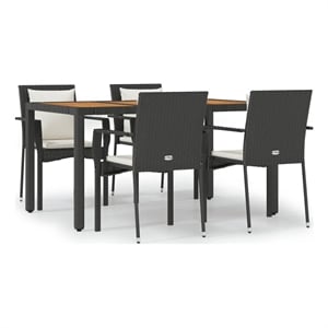 Afuera Living Contemporary Garden Dining Set in Black/Cream White