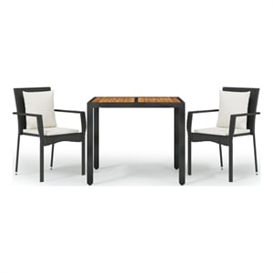 Afuera Living Contemporary Garden Dining Set in Black/Cream White