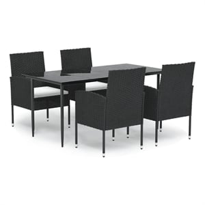 Afuera Living Contemporary Garden Dining Set in Black/Cream White