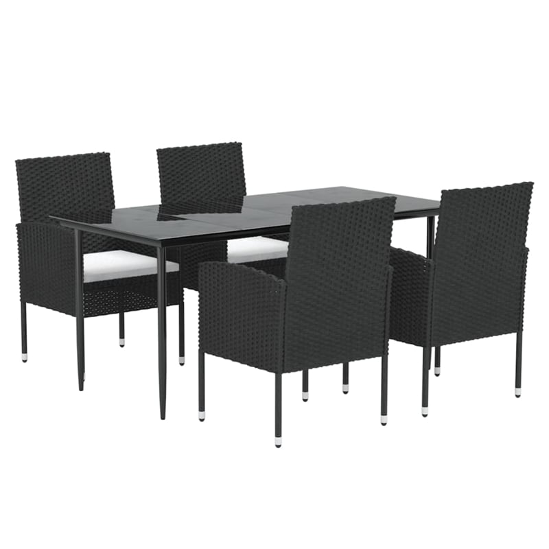 Afuera Living Contemporary Garden Dining Set in Black/Cream White