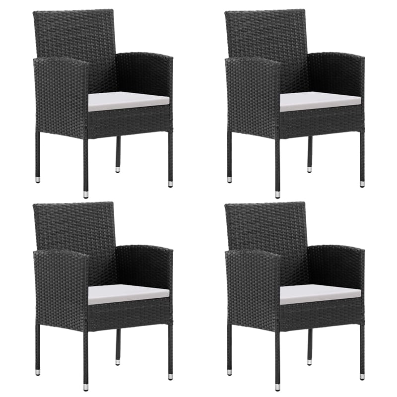 Afuera Living Contemporary Garden Dining Set in Black/Cream White
