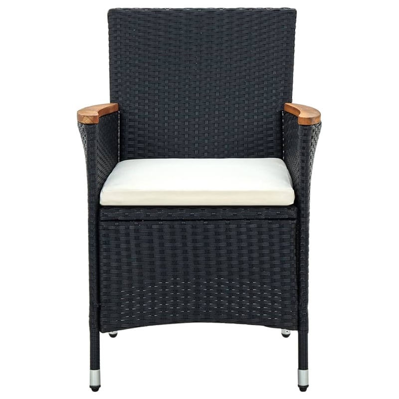 Afuera Living Contemporary Garden Dining Set in Black/Cream White