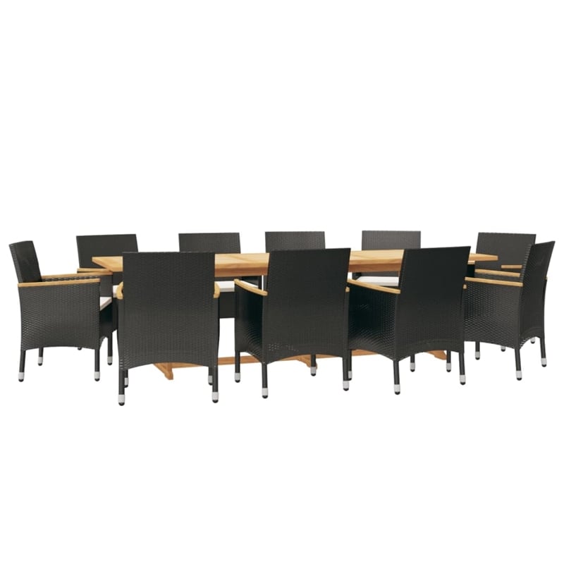 Afuera Living Contemporary Garden Dining Set in Black/Cream White