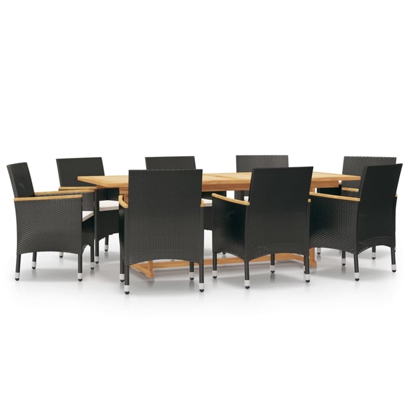 Afuera Living Contemporary Garden Dining Set in Black/Cream White