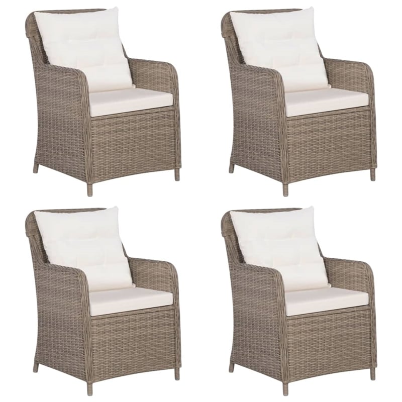 Afuera Living Contemporary Garden Dining Set in Brown/Cream/Black