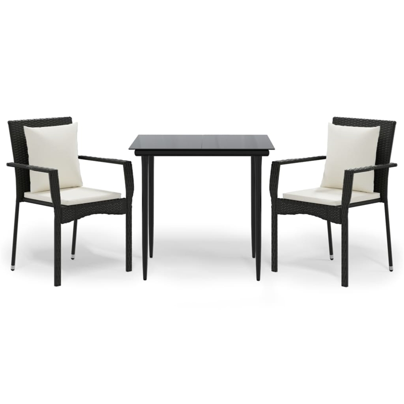 Afuera Living Contemporary Garden Dining Set in Black/Cream White