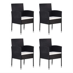 Afuera Living Contemporary Garden Dining Set in Black/Cream White