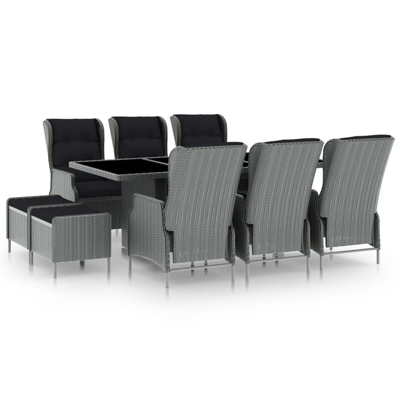 Afuera Living Contemporary Outdoor Dining Set in Light Gray/Black