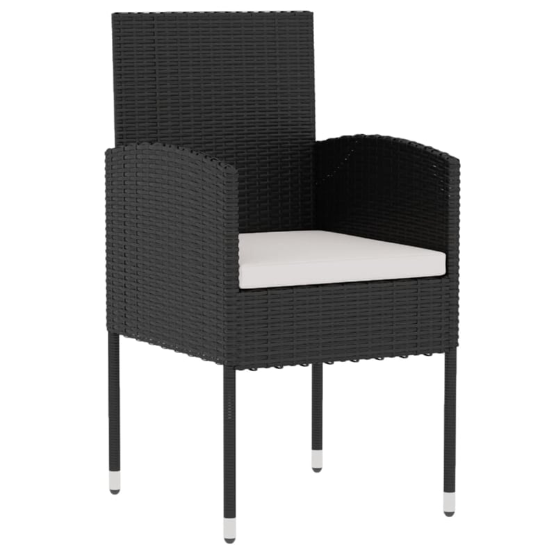 Afuera Living Contemporary Garden Dining Set Poly Rattan in Black