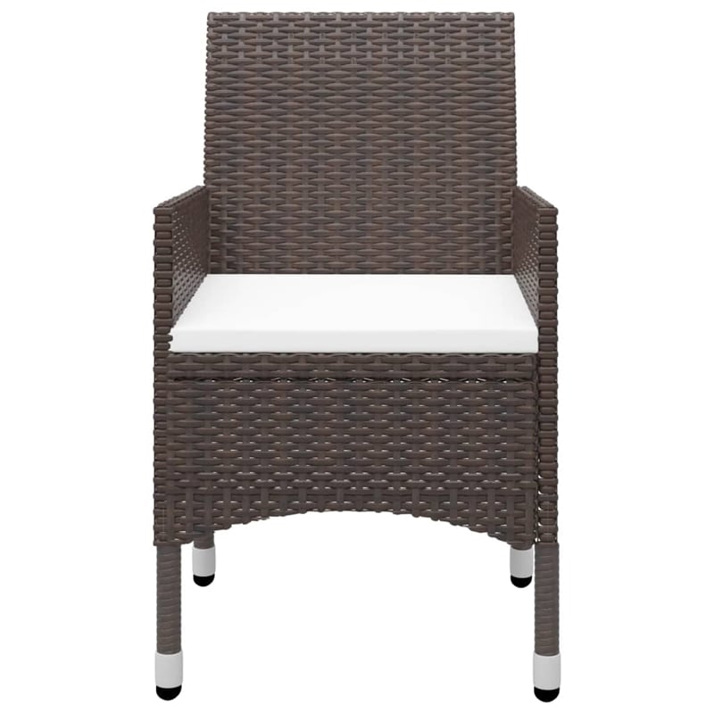 Afuera Living Contemporary Garden Dining Set in Brown/Cream White
