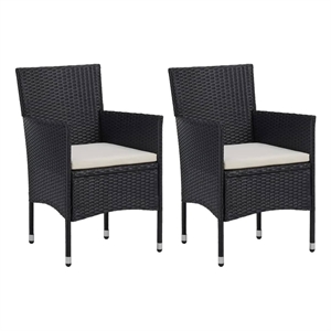 Afuera Living Contemporary Garden Dining Set in Black/Cream White