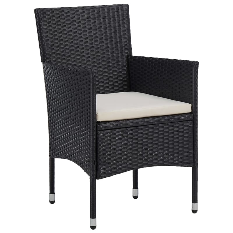 Afuera Living Contemporary Garden Dining Set in Black/Cream White