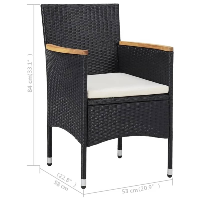 Afuera Living Contemporary Garden Dining Set in Black/Cream White