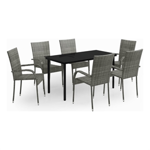 Afuera Living Contemporary Garden Dining Set in Gray and Black
