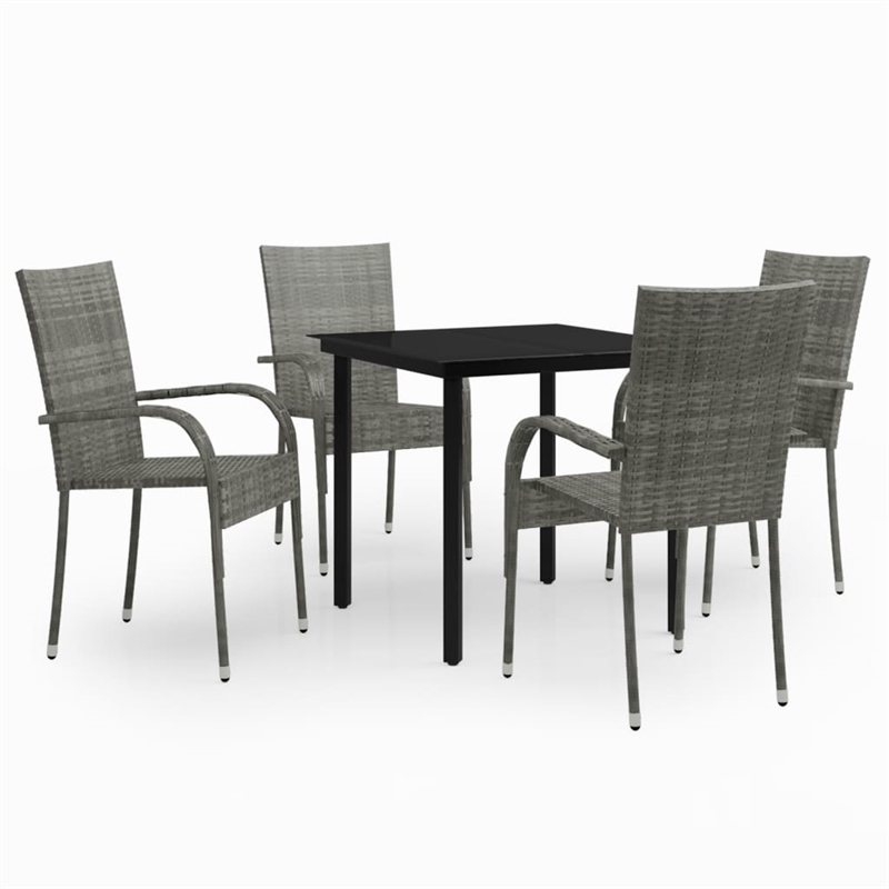 Afuera Living Contemporary Garden Dining Set in Gray and Black