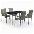 Afuera Living Contemporary Garden Dining Set in Gray and Black