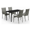 Afuera Living Contemporary Garden Dining Set in Gray and Black