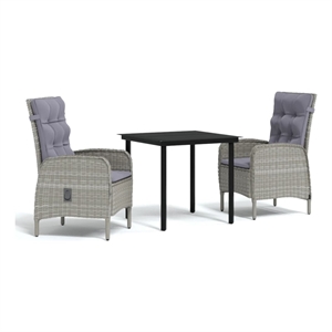 Afuera Living Contemporary Garden Dining Set in Gray and Black
