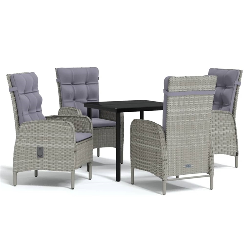 Afuera Living Contemporary Garden Dining Set in Gray and Black