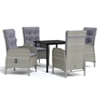 Afuera Living Contemporary Garden Dining Set in Gray and Black