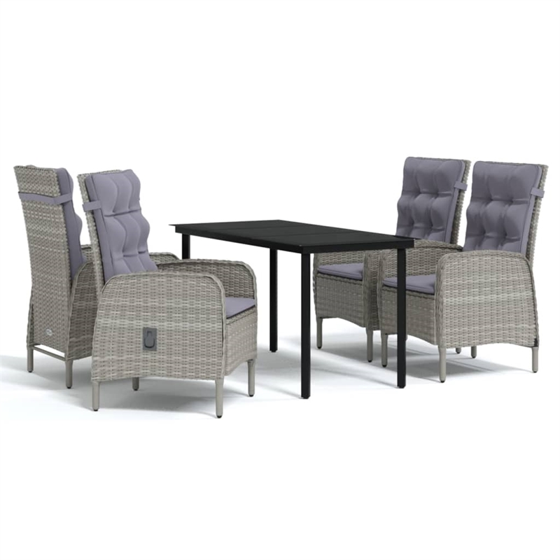 Afuera Living Contemporary Garden Dining Set in Gray and Black