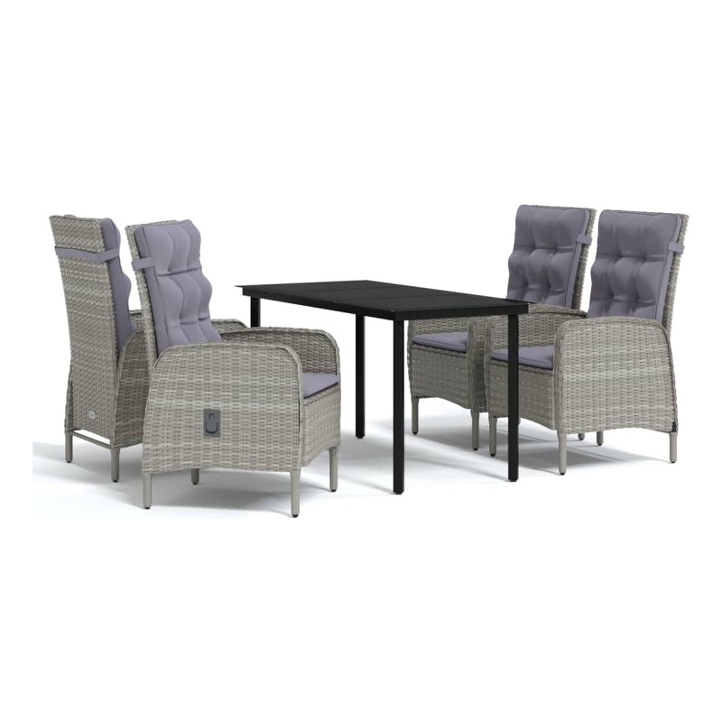 Afuera Living Contemporary Garden Dining Set in Gray and Black