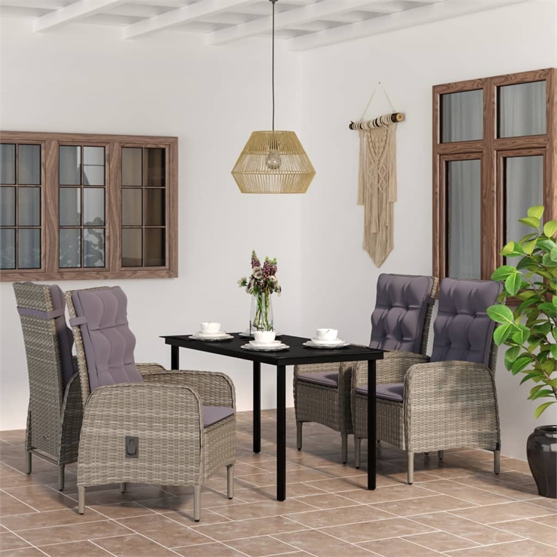 Afuera Living Contemporary Garden Dining Set in Gray and Black
