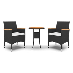 Afuera Living Contemporary Garden Dining Set in Black/Cream White
