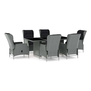 Afuera Living Contemporary Outdoor Dining Set in Light Gray/Black