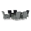 Afuera Living Contemporary Outdoor Dining Set in Light Gray/Black