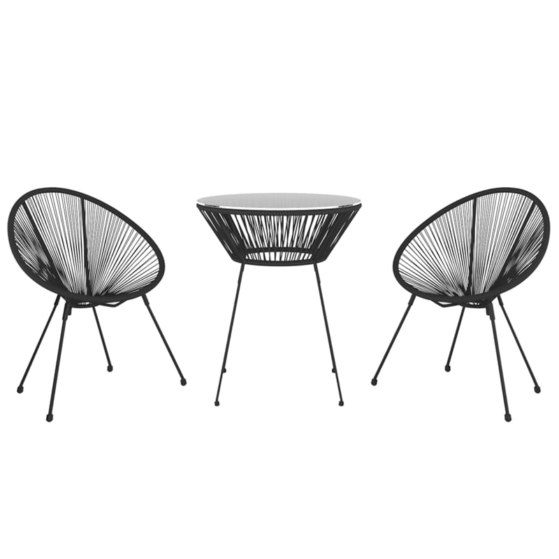 Afuera Living Contemporary Dining Set in Black and Transparent