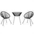 Afuera Living Contemporary Dining Set in Black and Transparent