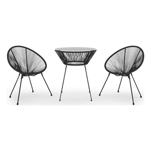 Afuera Living Contemporary Dining Set in Black and Transparent