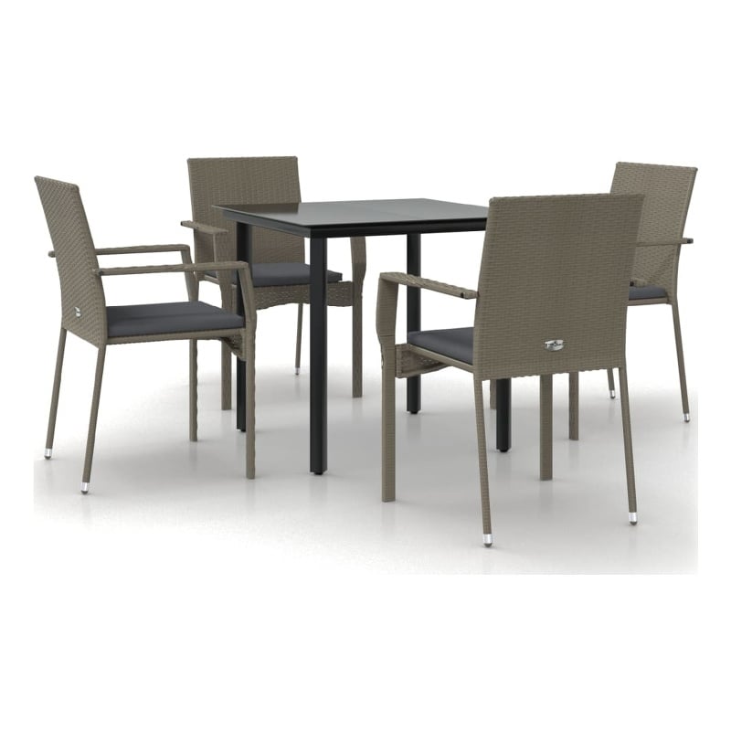 Afuera Living Contemporary Garden Dining Set in Black and Gray