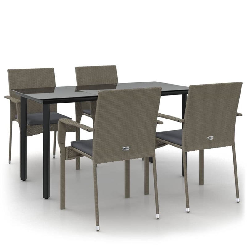 Afuera Living Contemporary Garden Dining Set in Black and Gray