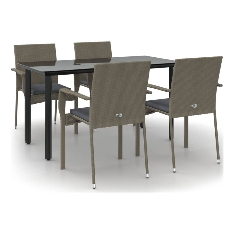 Afuera Living Contemporary Garden Dining Set in Black and Gray