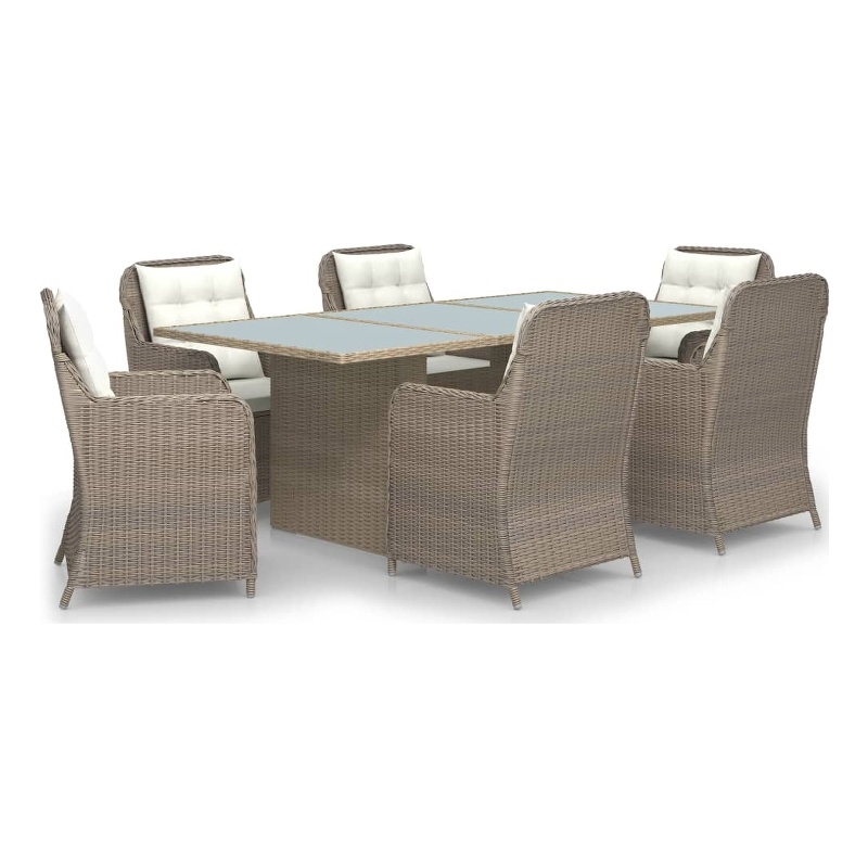 Afuera Living Contemporary Dining Set in Brown and Cream White