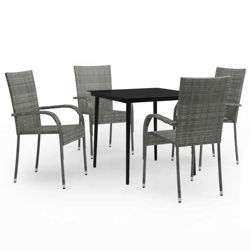 Afuera Living Contemporary Garden Dining Set in Gray and Black