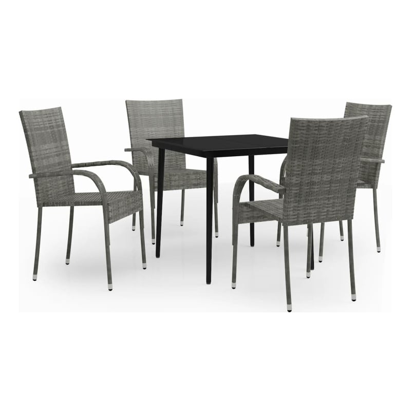 Afuera Living Contemporary Garden Dining Set in Gray and Black
