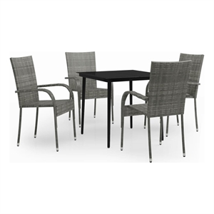 Afuera Living Contemporary Garden Dining Set in Gray and Black