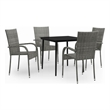 Afuera Living Contemporary Garden Dining Set in Gray and Black