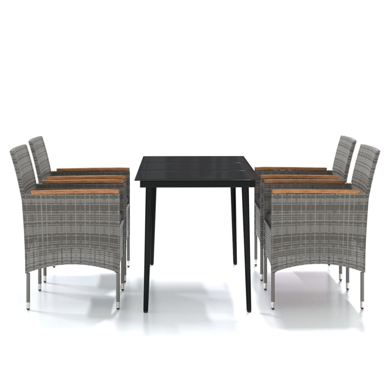 Afuera Living Contemporary Garden Dining Set in Gray and Black