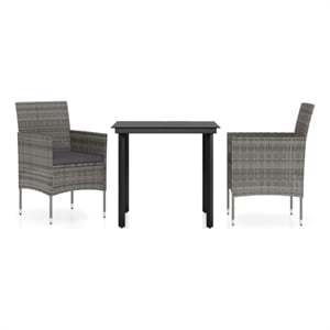 Afuera Living Contemporary Garden Dining Set in Gray and Black