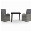 Afuera Living Contemporary Garden Dining Set in Gray and Black