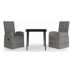 Afuera Living Contemporary Garden Dining Set in Gray and Black